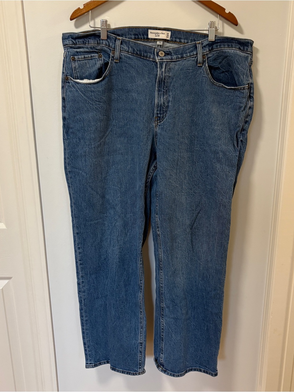 Abercrombie & Fitch The Baggy Mid Rise Jeans Love Size 34 / 18S Blue Denim